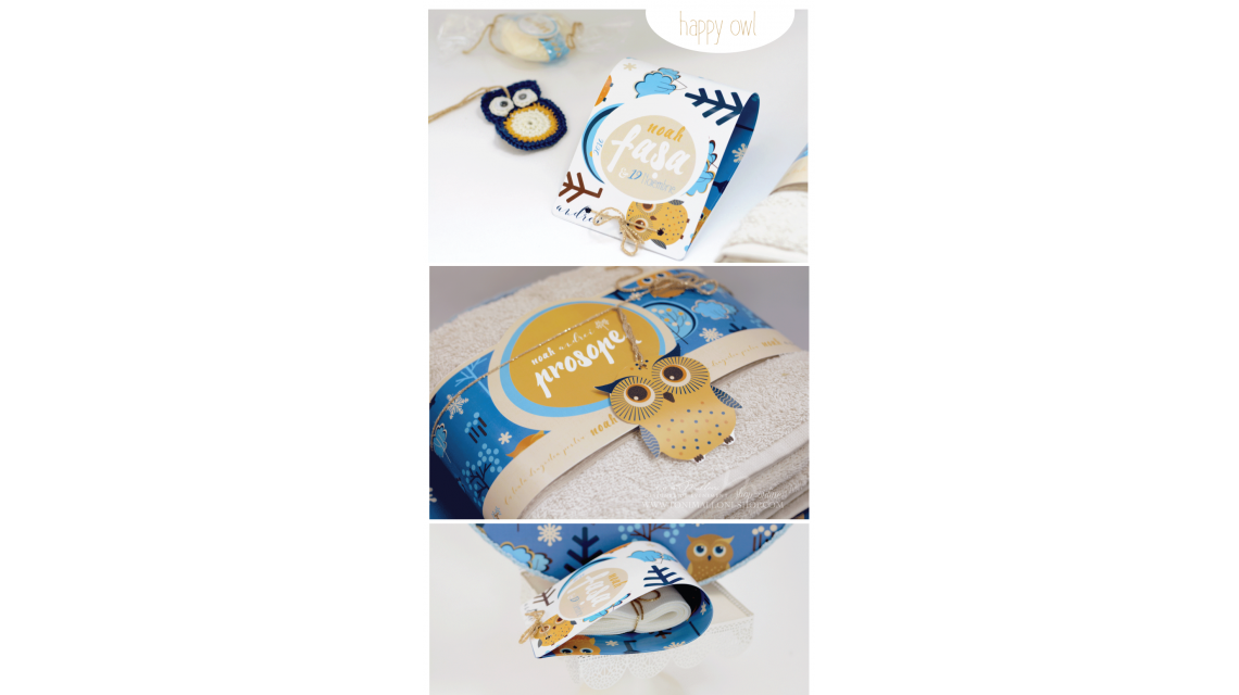 Trusou de botez cu broderie personalizata pentru baieti, Owl Baby Boy 7